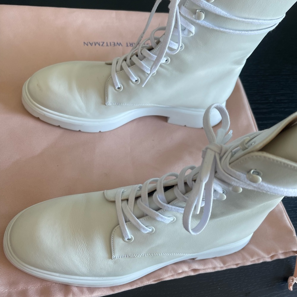 Stuart Weitzman White Mckenzee Combat Boot - image 4